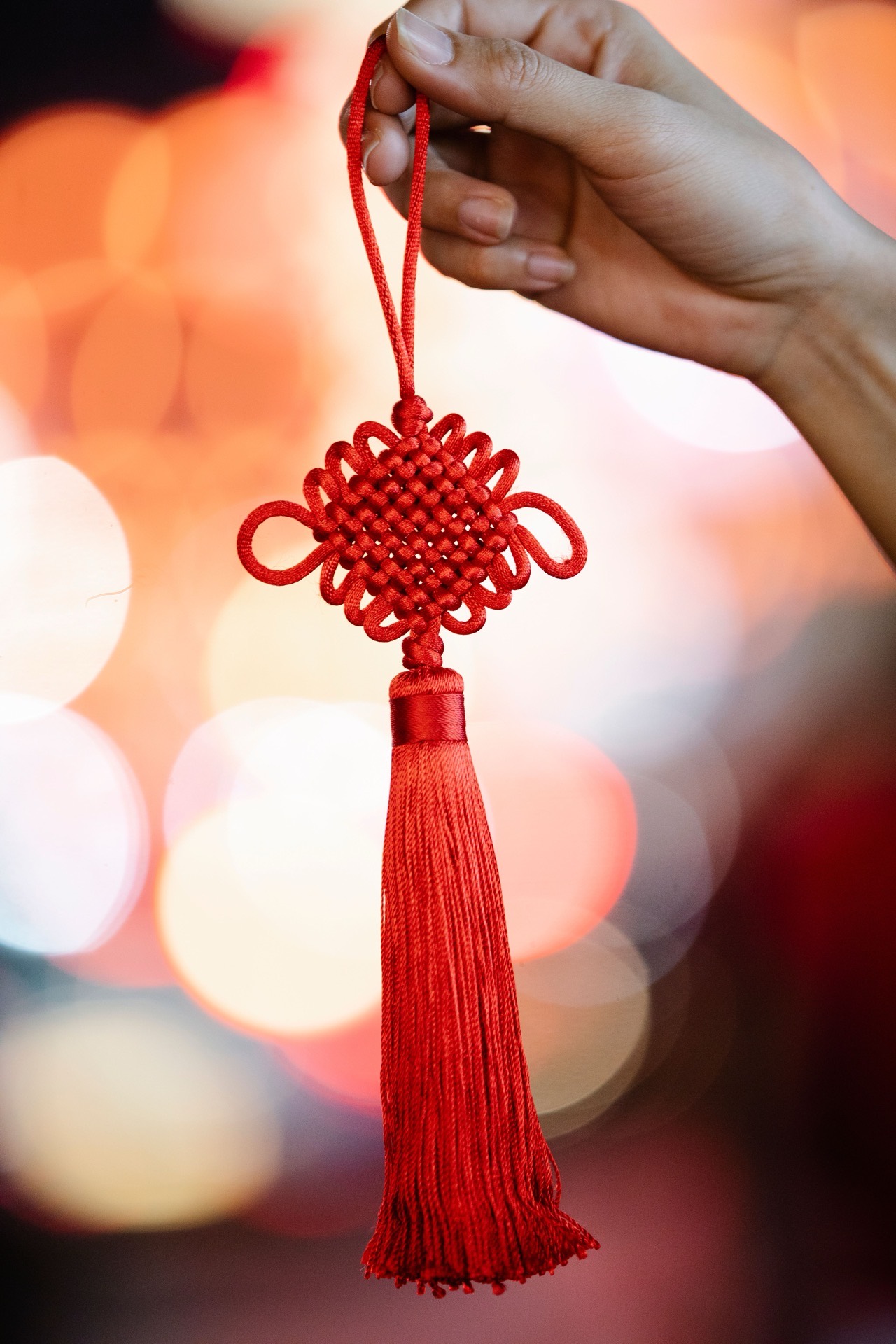 Traditional red Chinese knot decoration tassel braided cord auspicious